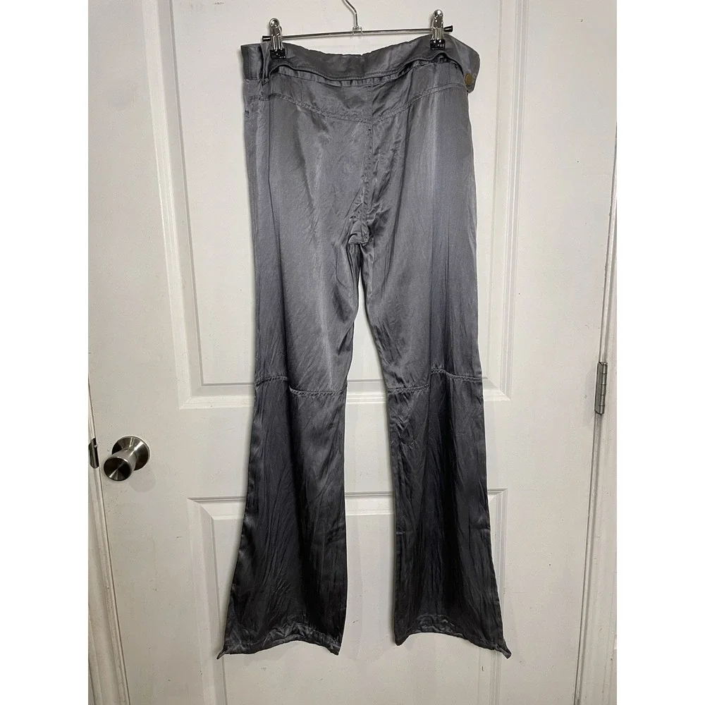Free People Womens Size 8 Gray Silk Blend Pants Drawstring Hem‎ Boho Y2K Relaxed